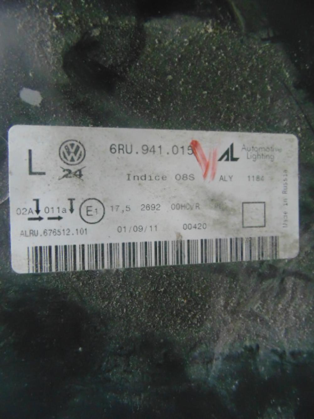 Фара левая для Volkswagen Polo (Sed RUS) 2011>